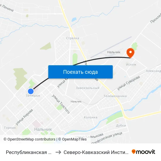 Республиканская Клиническая Больница to Северо-Кавказский Институт Повышения Квалификации map