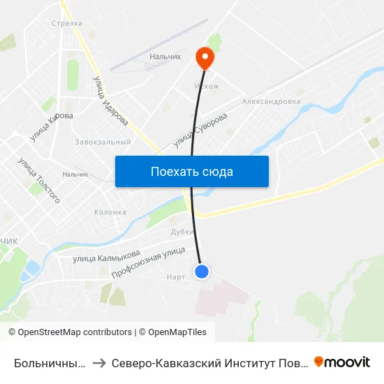 Больничный Городок to Северо-Кавказский Институт Повышения Квалификации map