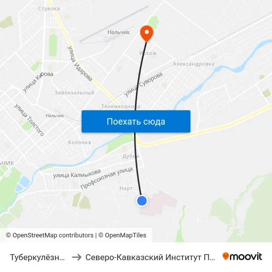 Туберкулёзная Больница to Северо-Кавказский Институт Повышения Квалификации map