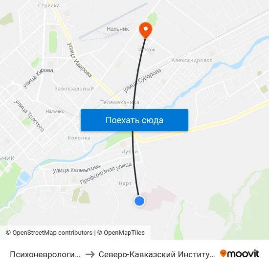 Психоневрологический Диспансер to Северо-Кавказский Институт Повышения Квалификации map