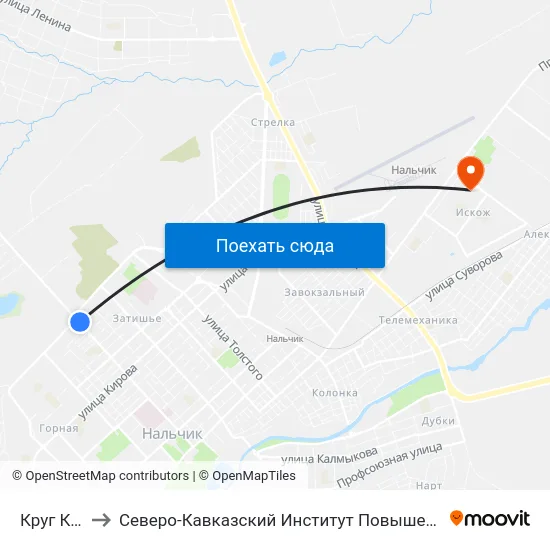 Круг Кенже to Северо-Кавказский Институт Повышения Квалификации map