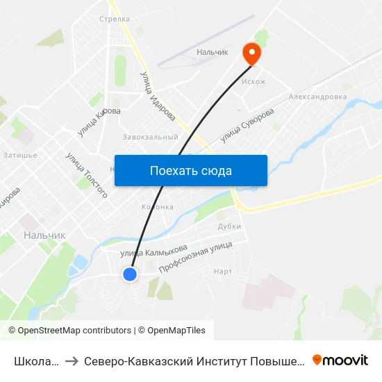 Школа №12 to Северо-Кавказский Институт Повышения Квалификации map