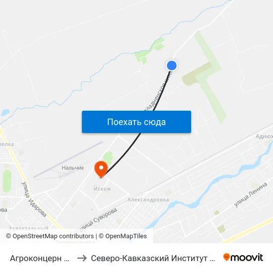 Агроконцерн Золотой Колос to Северо-Кавказский Институт Повышения Квалификации map