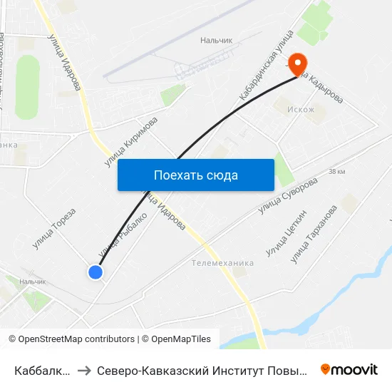Каббалкэнерго to Северо-Кавказский Институт Повышения Квалификации map