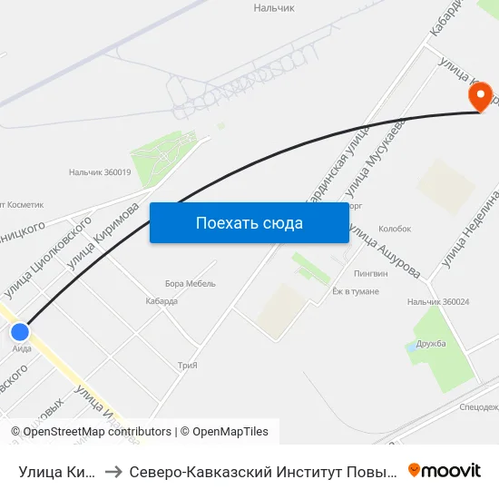 Улица Киримова to Северо-Кавказский Институт Повышения Квалификации map