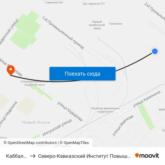 Каббалкснаб to Северо-Кавказский Институт Повышения Квалификации map