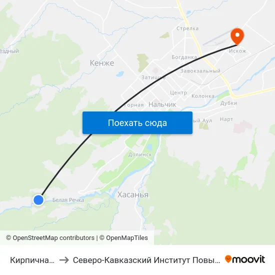 Кирпичная Улица to Северо-Кавказский Институт Повышения Квалификации map