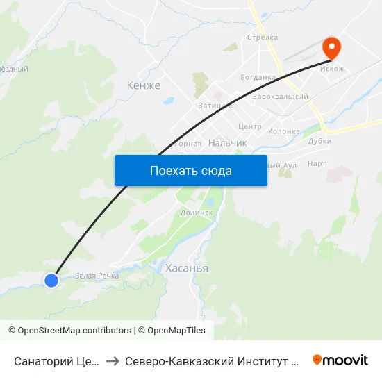 Санаторий Целебные Воды to Северо-Кавказский Институт Повышения Квалификации map