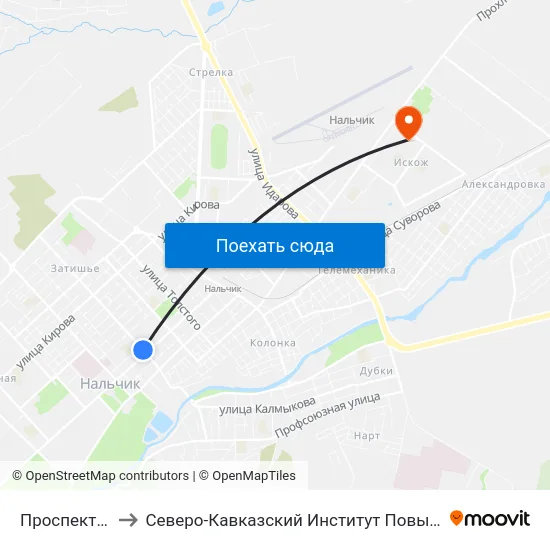 Проспект Ленина to Северо-Кавказский Институт Повышения Квалификации map