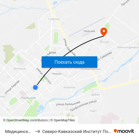 Медицинский Колледж to Северо-Кавказский Институт Повышения Квалификации map