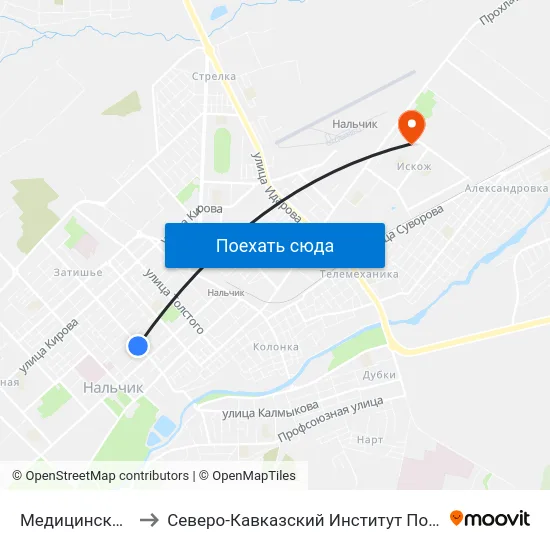 Медицинский Колледж to Северо-Кавказский Институт Повышения Квалификации map
