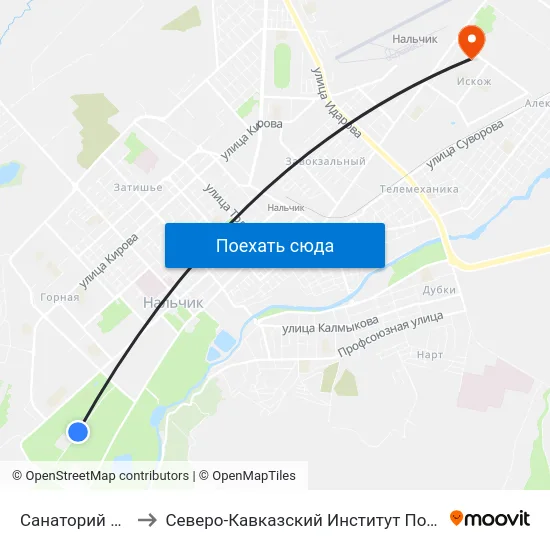 Санаторий Калмыкова to Северо-Кавказский Институт Повышения Квалификации map