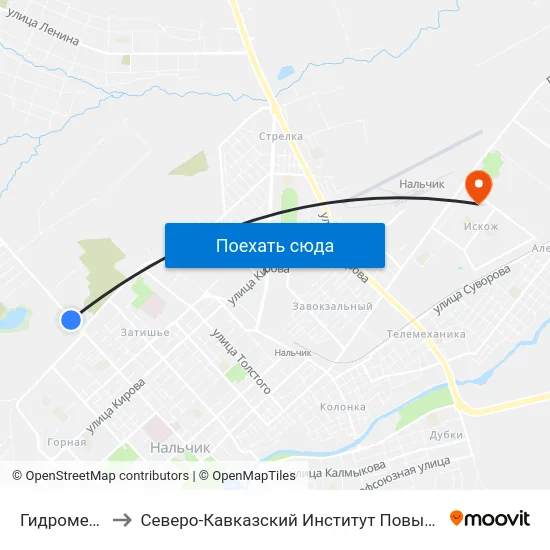 Гидрометаллург to Северо-Кавказский Институт Повышения Квалификации map