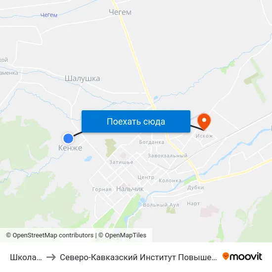 Школа №22 to Северо-Кавказский Институт Повышения Квалификации map