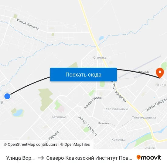 Улица Ворошилова to Северо-Кавказский Институт Повышения Квалификации map