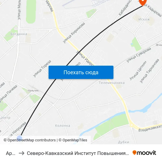 Арбат to Северо-Кавказский Институт Повышения Квалификации map