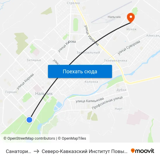 Санаторий Терек to Северо-Кавказский Институт Повышения Квалификации map