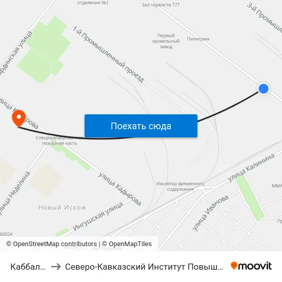 Каббалкснаб to Северо-Кавказский Институт Повышения Квалификации map