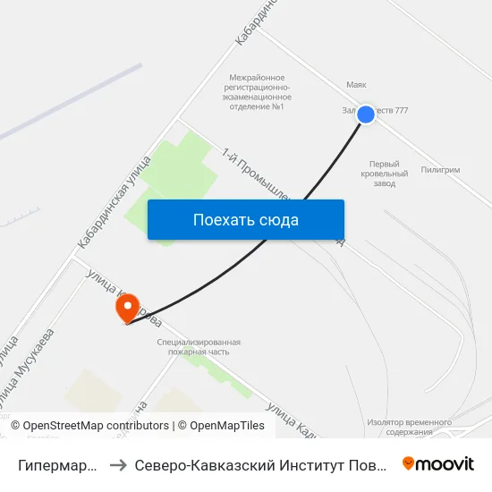 Гипермаркет Маяк to Северо-Кавказский Институт Повышения Квалификации map
