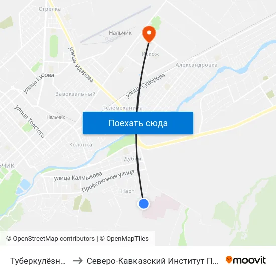 Туберкулёзная Больница to Северо-Кавказский Институт Повышения Квалификации map