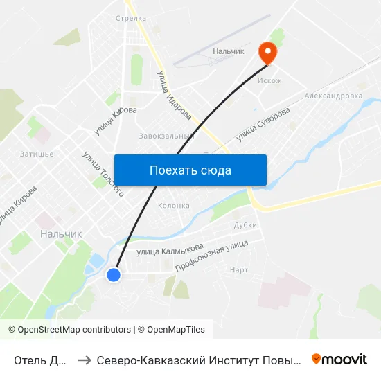 Отель Джайлык to Северо-Кавказский Институт Повышения Квалификации map