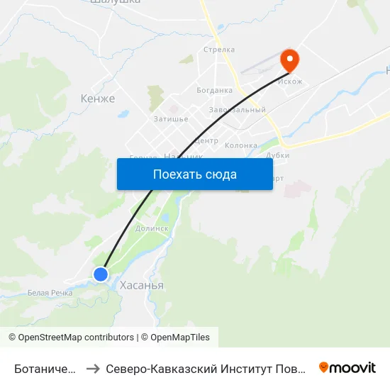 Ботанический Сад to Северо-Кавказский Институт Повышения Квалификации map