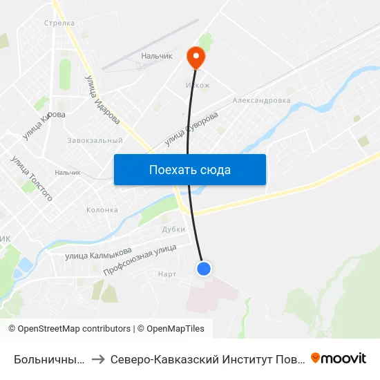Больничный Городок to Северо-Кавказский Институт Повышения Квалификации map