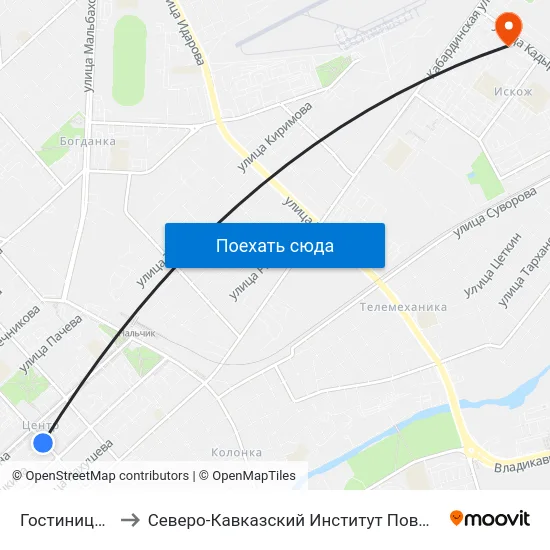 Гостиница Россия to Северо-Кавказский Институт Повышения Квалификации map