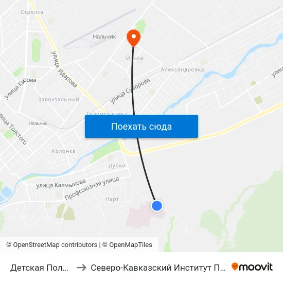 Детская Поликлиника №2 to Северо-Кавказский Институт Повышения Квалификации map