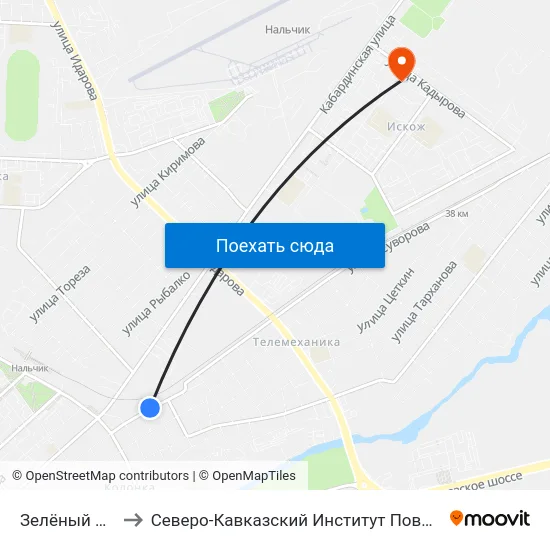 Зелёный Переулок to Северо-Кавказский Институт Повышения Квалификации map