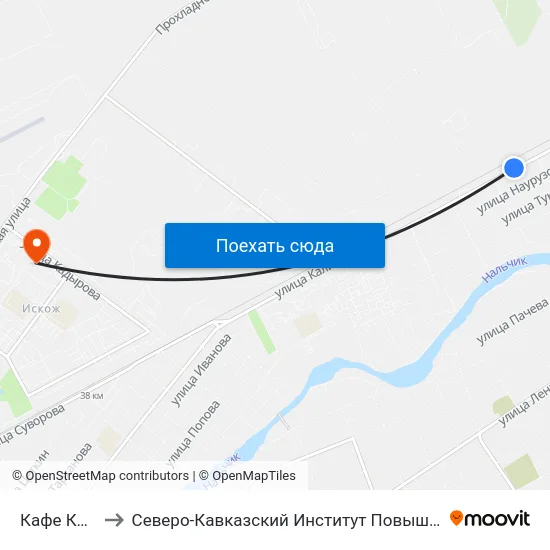 Кафе Корабль to Северо-Кавказский Институт Повышения Квалификации map