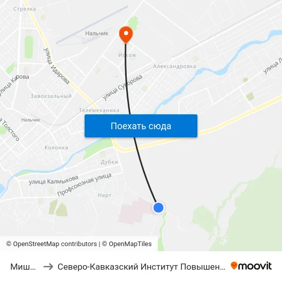 Мишхидж to Северо-Кавказский Институт Повышения Квалификации map