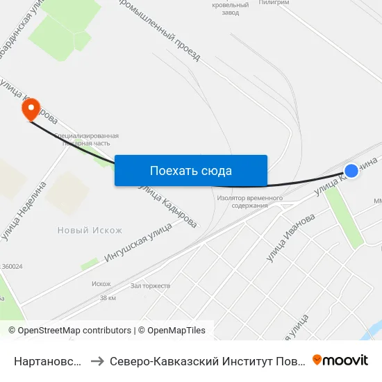 Нартановская Улица to Северо-Кавказский Институт Повышения Квалификации map