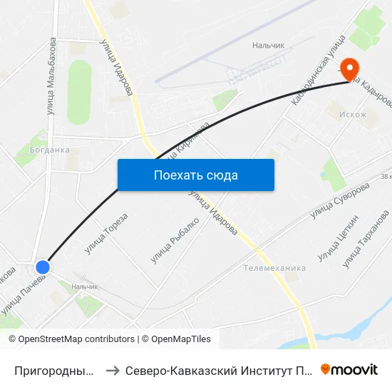 Пригородный Автовокзал to Северо-Кавказский Институт Повышения Квалификации map
