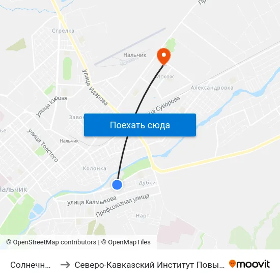 Солнечный Город to Северо-Кавказский Институт Повышения Квалификации map