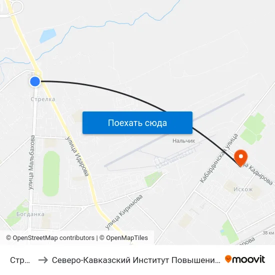 Стрелка to Северо-Кавказский Институт Повышения Квалификации map