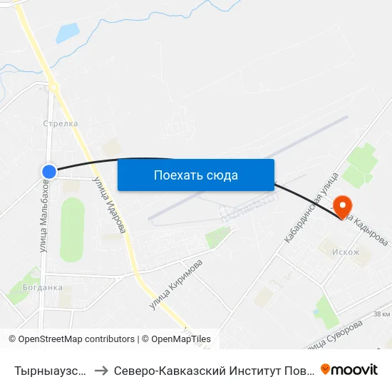 Тырныаузская Улица to Северо-Кавказский Институт Повышения Квалификации map
