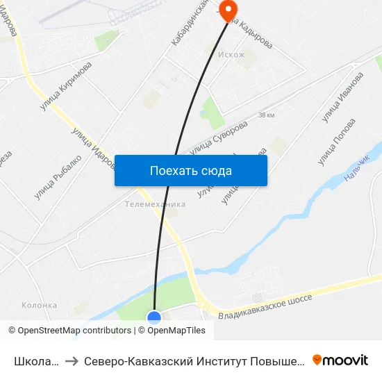 Школа №27 to Северо-Кавказский Институт Повышения Квалификации map