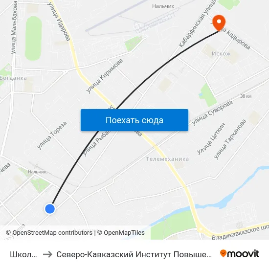 Школа №6 to Северо-Кавказский Институт Повышения Квалификации map