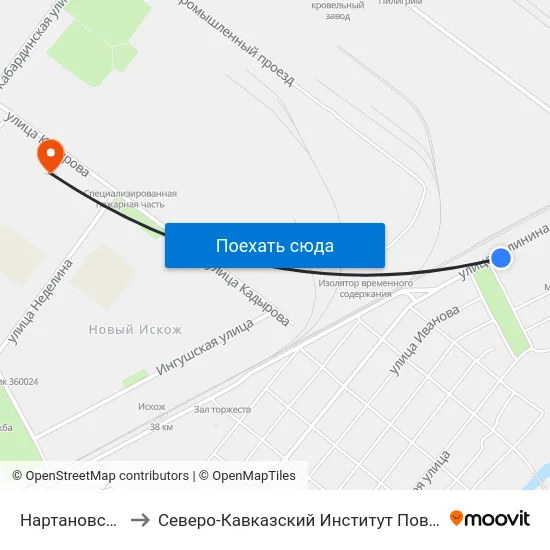 Нартановская Улица to Северо-Кавказский Институт Повышения Квалификации map