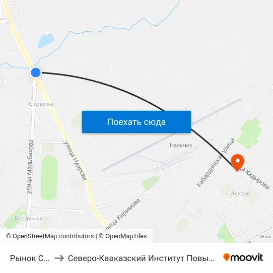 Рынок Стрелка to Северо-Кавказский Институт Повышения Квалификации map