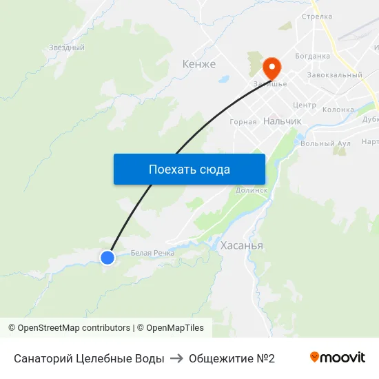 Санаторий Целебные Воды to Общежитие №2 map