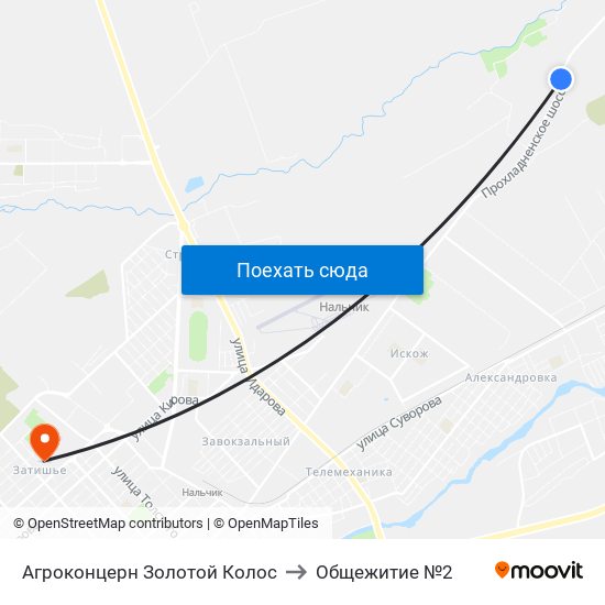 Агроконцерн Золотой Колос to Общежитие №2 map