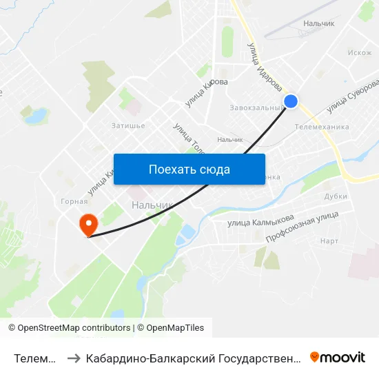 Телемеханика to Кабардино-Балкарский Государственный Аграрный Университет map