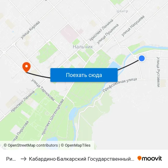 Ридада to Кабардино-Балкарский Государственный Аграрный Университет map