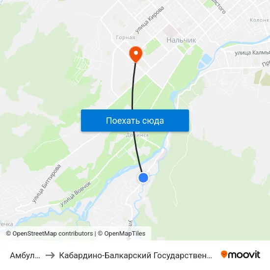 Амбулатория to Кабардино-Балкарский Государственный Аграрный Университет map