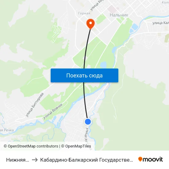Нижняя Мечеть to Кабардино-Балкарский Государственный Аграрный Университет map