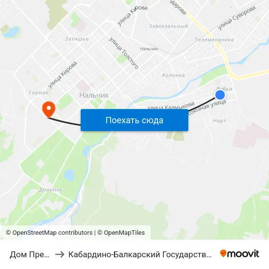 Дом Престарелых to Кабардино-Балкарский Государственный Аграрный Университет map