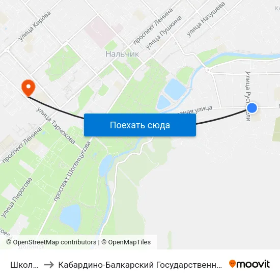 Школа №12 to Кабардино-Балкарский Государственный Аграрный Университет map