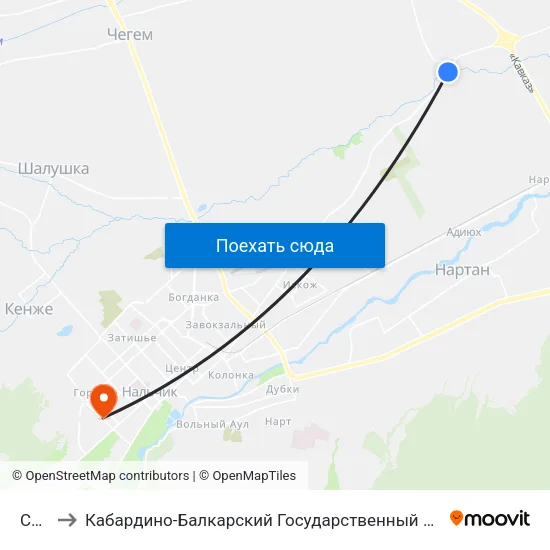 Сады to Кабардино-Балкарский Государственный Аграрный Университет map